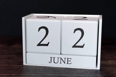 Haziran ayına ait iş takvimi, ayın 22. Planlayıcı düzenleyici tarih veya etkinlik programı kavramı.