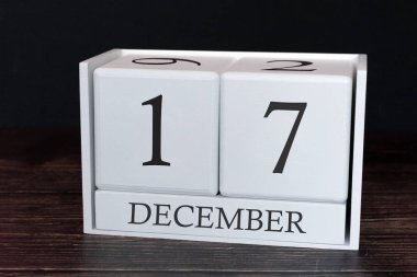 Aralık ayına ait iş takvimi, ayın 17. Planlayıcı düzenleyici tarih veya etkinlik programı kavramı.