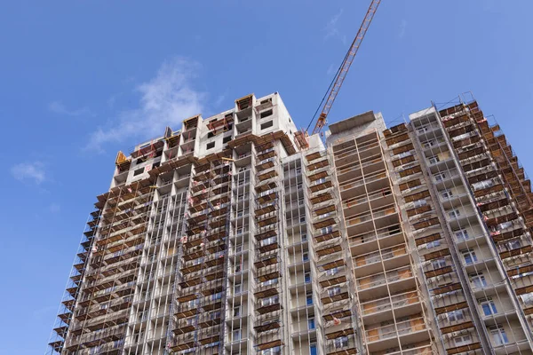 Construction Crane Construction New Skyscraper Apartment Building — Stock Photo, Image