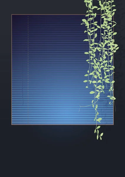 Louver neon gece lambası ve egzotik tropikal Dischidia, 80 'lerin VHS estetik tarzı.