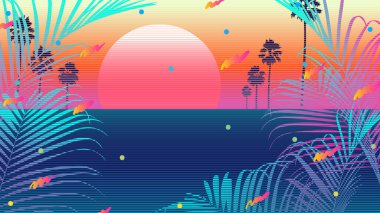 Geleceğin klasik plaj buharı arka plan şablonu