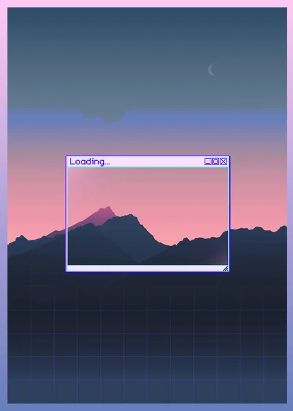 Ретро Хвильова Гірська Сцена Який Пастельний Неоновий Градієнтний Фон Фоном — стоковий вектор