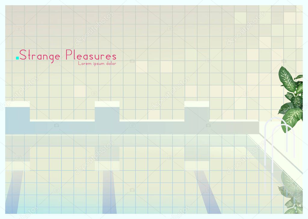 Swimming pools indoor flat retro minimal background design light pastel color palette