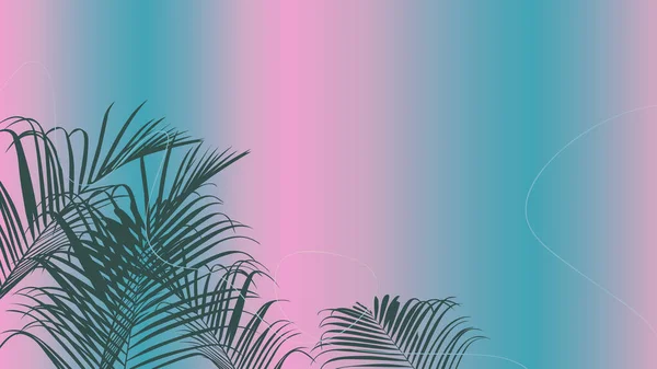 審美的な熱帯の葉 ネオン蛍光パステルピンクと青の柔らかいグラデーションの背景 — ストックベクタ