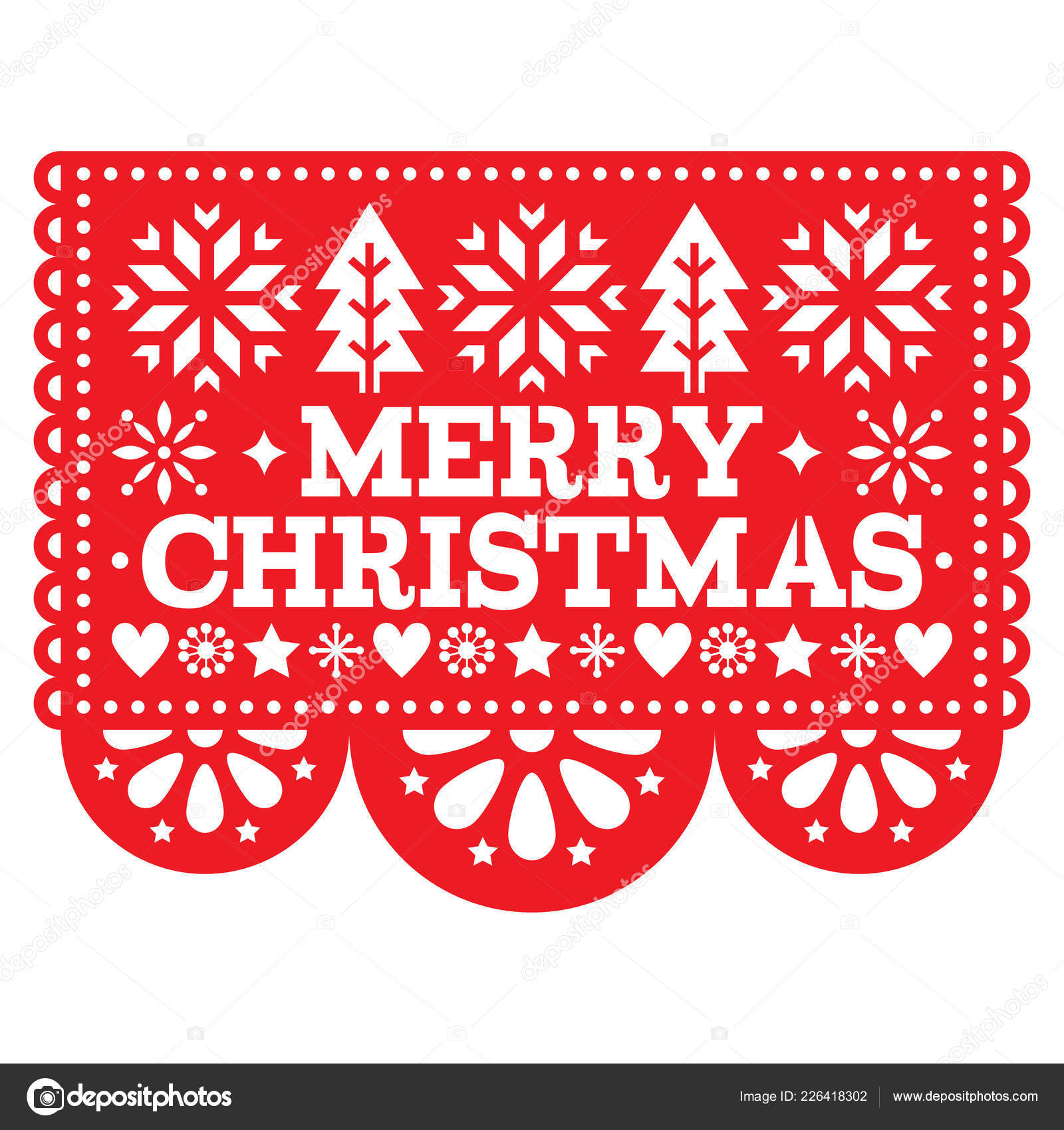 Mexican christmas greeting | Merry Christmas Papel Picado Vector Design