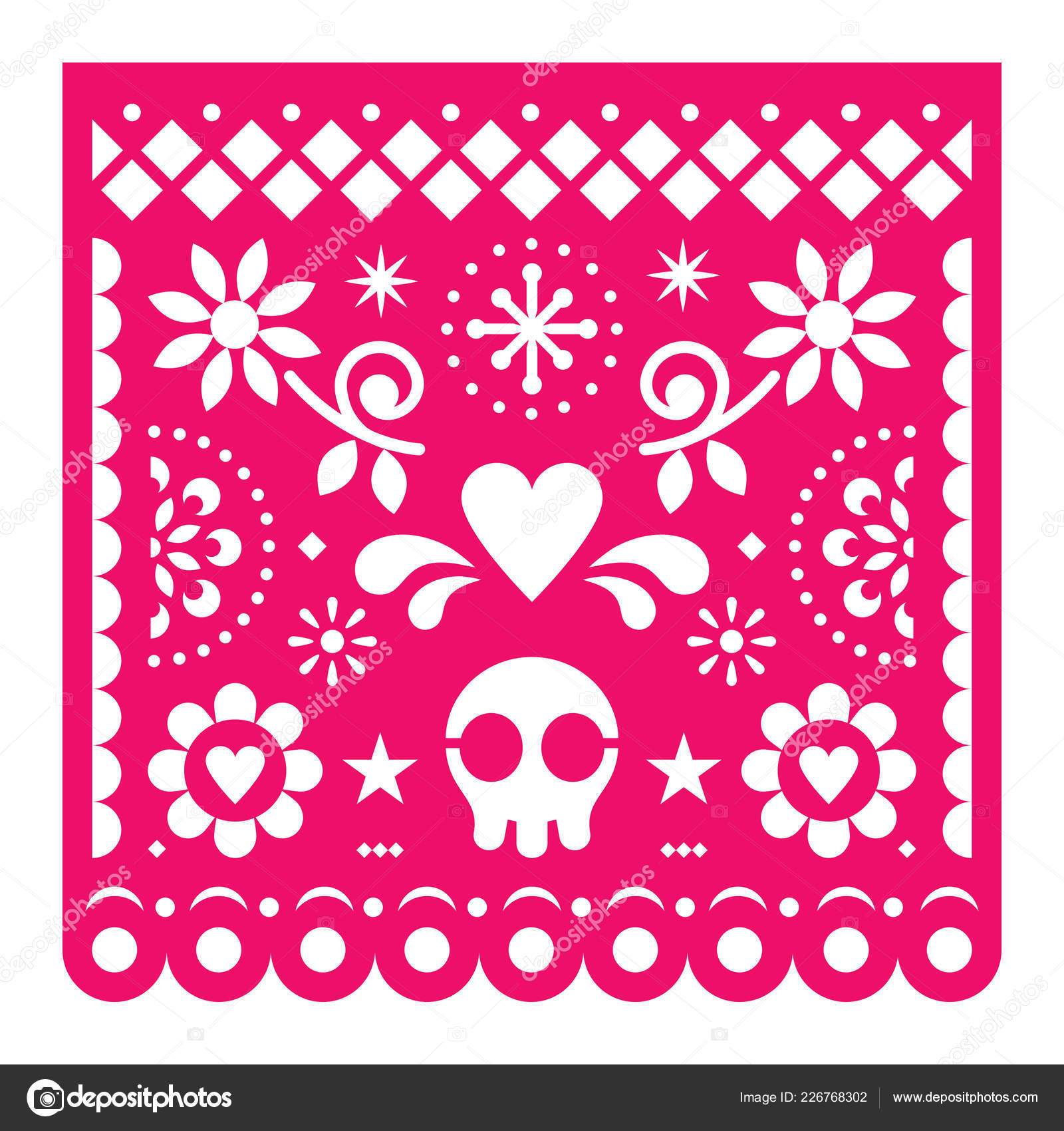 Mexican Papel Picado Vector Design Pink