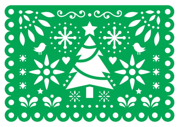 Diseño Vectores Papel Picado Navidad Decoraciones Papel Navidad Mexicana Patrón — Archivo Imágenes Vectoriales