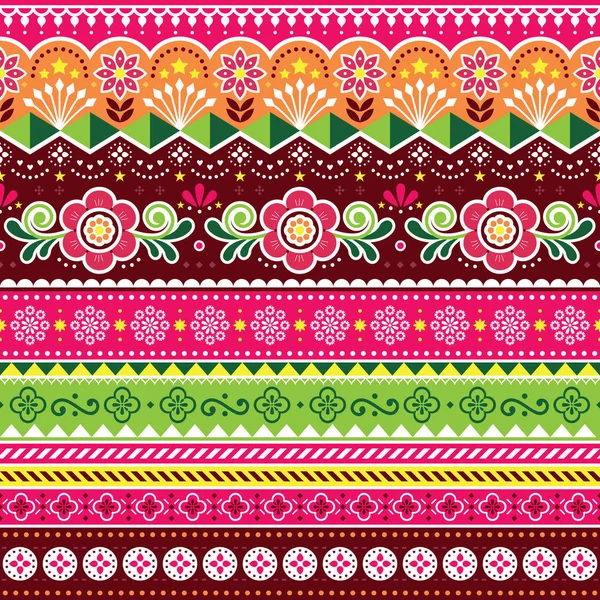 Paquistaní Camión Arte Vector Patrón Sin Costuras Diseño Floral Camión — Archivo Imágenes Vectoriales