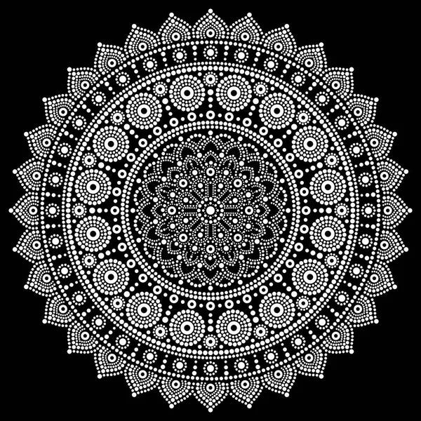 Mandala Disegno Vettoriale Stile Pittura Aborigena Punto Stile Boho Arte — Vettoriale Stock