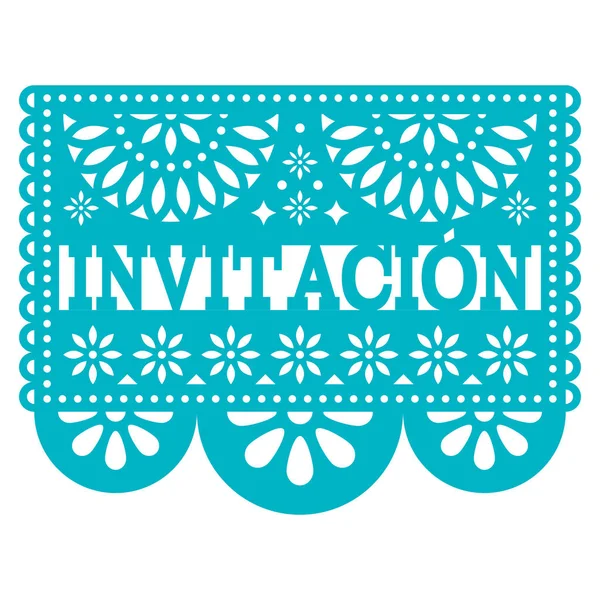Invitacion Pasoyu Picado Vektör Tasarımı Spanyolca Meksika Desen Tebrik Kartı — Stok Vektör