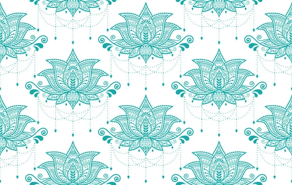 Lotusblumen Vektordesign Mehndi Henna Tätowierstil Yoga Oder Zen Dekoration Boho — Stockvektor