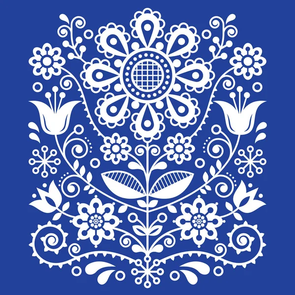 Scandinavische Vector Volkskunst Patroon Floral Retro Sieraad Design Scandinavische Stijl — Stockvector