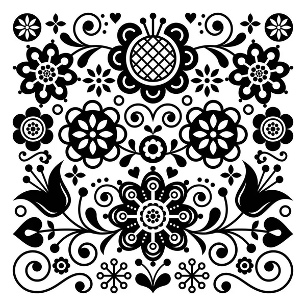 Arte Popular Padrão Vetorial Retro Design Ornamento Floral Escandinavo Decoração —  Vetores de Stock