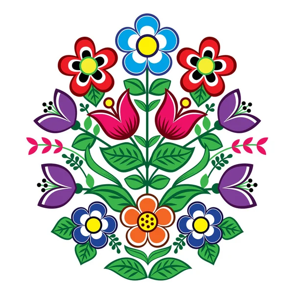 디자인 폴란드 장미와 나뭇잎 인사말 청첩장 Zalipie — 스톡 벡터