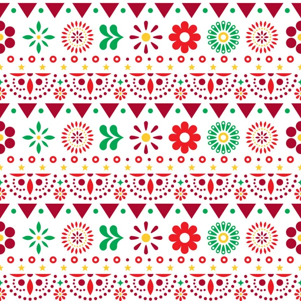 Mexicaanse Naadloze Vector Patroon Met Bloemen Abstracte Vormen Textiel Behang — Stockvector