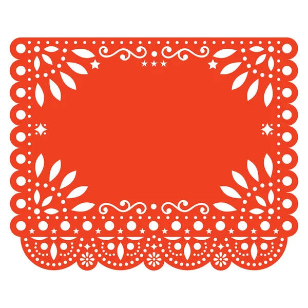 帕普尔 皮卡多矢量花卉模板设计与抽象的形状 墨西哥纸装饰图案橙色 传统的节日横幅与空白空间的文字 — 图库矢量图片