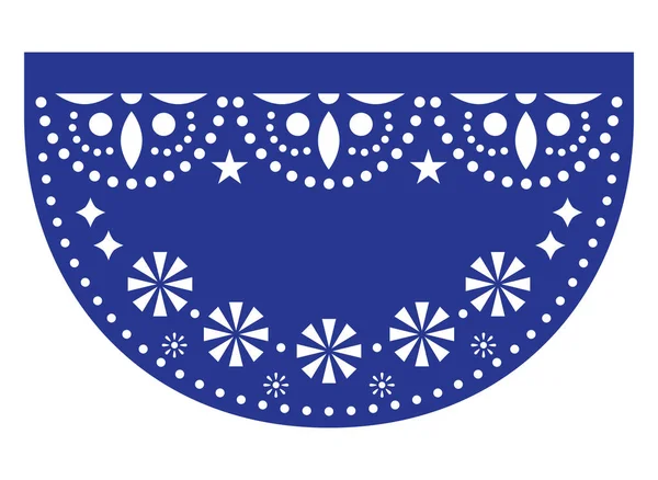メキシコのフィエスタベクターテンプレートデザイン Papel Picado の紙は花と幾何学的なパターンで切り取ら テキストなしでメキシコからの伝統的なパーティーの装飾 — ストックベクタ