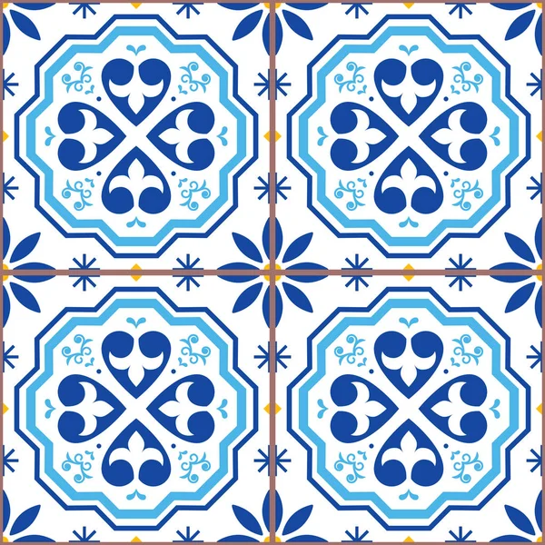 Portugalski Płytek Azulejos Wektor Bezszwowy Wzór Geometryczne Repetitve Projekt Tekstylne — Wektor stockowy
