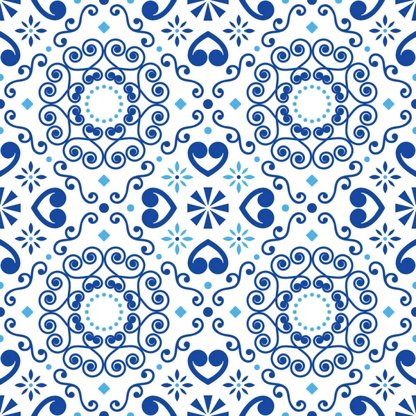 Portugués Español Azulejo Retro Azulejos Vector Patrón Sin Costuras Diseño — Vector de stock