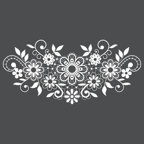 レトロなレースベクトルシングルデザイン 花や渦巻き付きの装飾模様 詳細なレースモチーフ — ストックベクタ