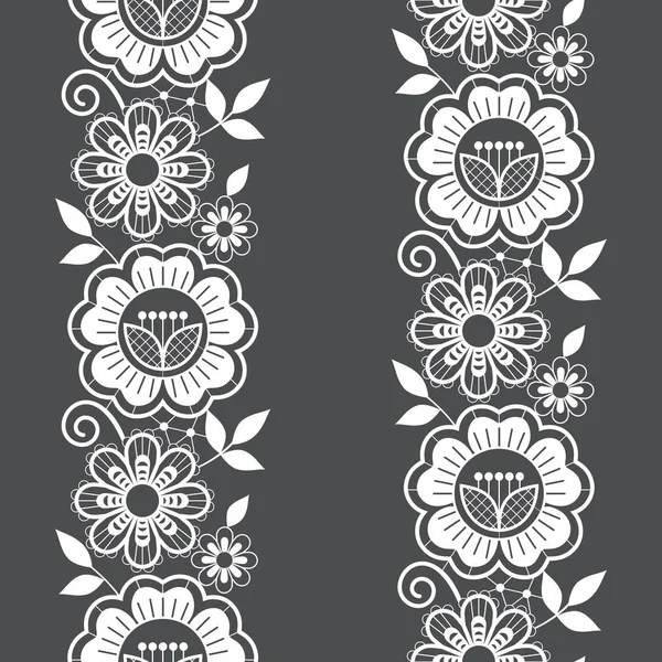 Conjunto Patrón Largo Vertival Encaje Sin Costuras Diseño Horizontal Con — Vector de stock