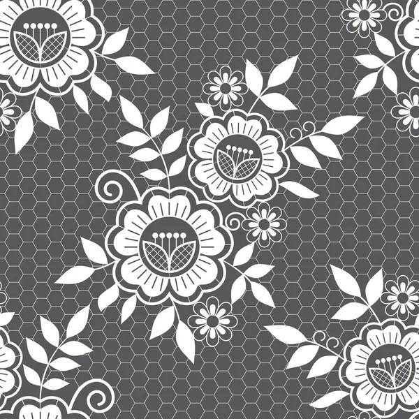 Seamless Retro Floral Wedding Lace Vector Pattern Design Flowers Swirls — Stock Vector