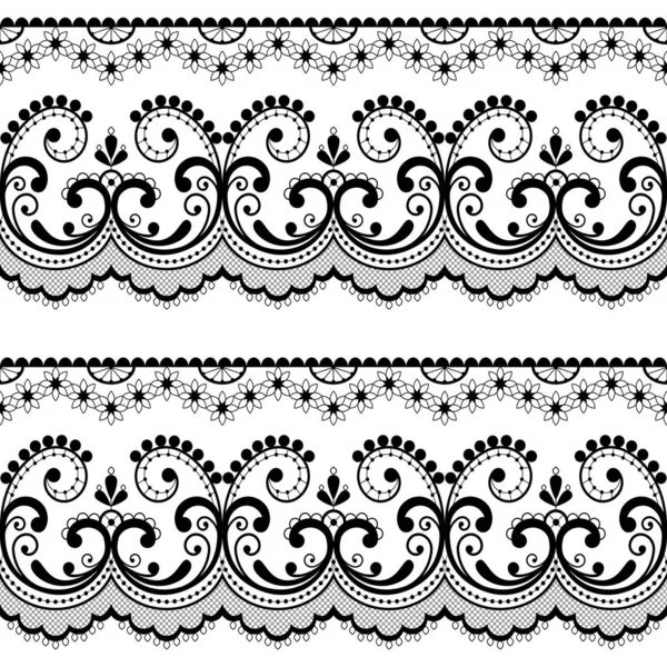 Victorian Lace Seamless Design Black White Old Fashioned Repetitive Design — Stock Vector