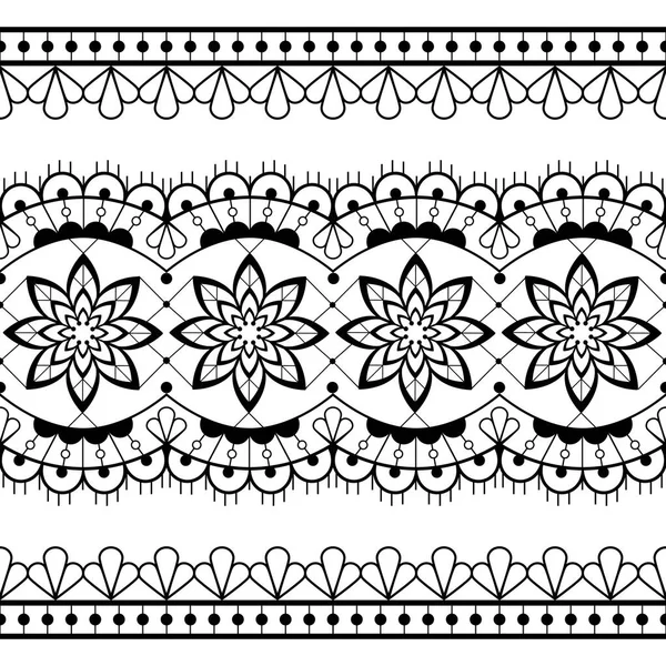 Naadloze Lace Vector Ontwerp Zwart Wit Gedetailleerde Retro Bruiloft Lace — Stockvector