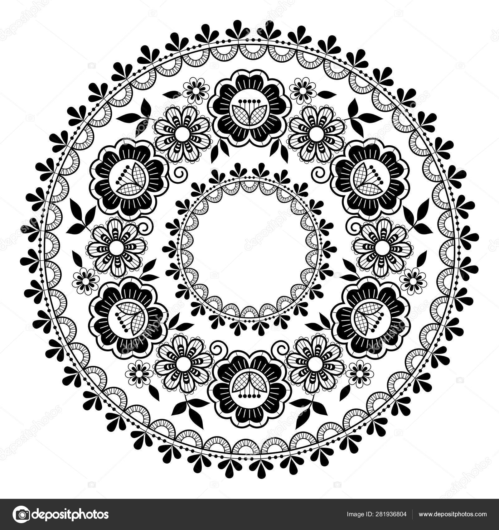 Lace Vector Black Pattern Retro Mandala Design Flowers Swirls