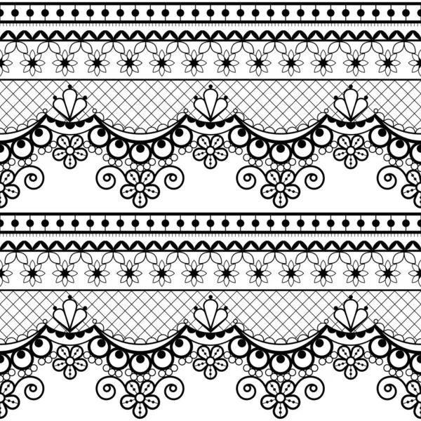Hochzeitsspitze Französisch Oder Englisch Nahtlos Muster Gesetzt Schwarze Ornamentale Repetitive — Stockvektor
