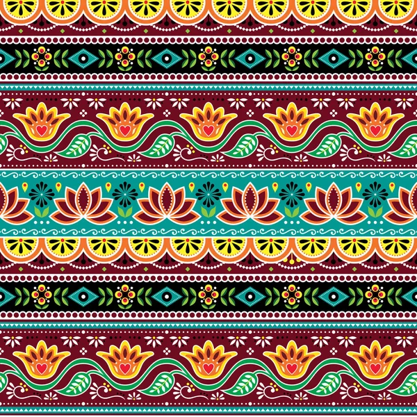 Patrón Sin Costura Paquistaní Indio Vector Arte Camión Diseño Floral — Vector de stock