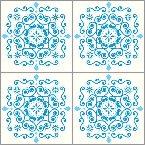 Lisbon Tiles Feljelo Moroccan Tiles Vector Seamless Blue Design Португальский — стоковый вектор