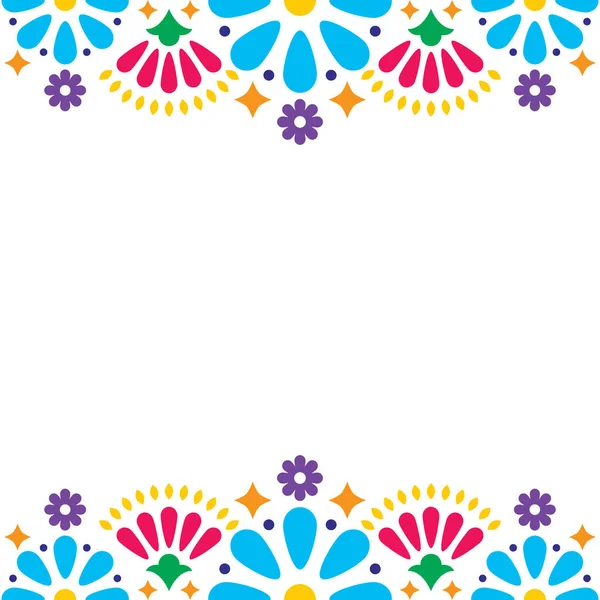 Pozvánka Oslavu Mexických Folkových Vektorů Blahopřání Barevný Design Modrými Květy — Stockový vektor