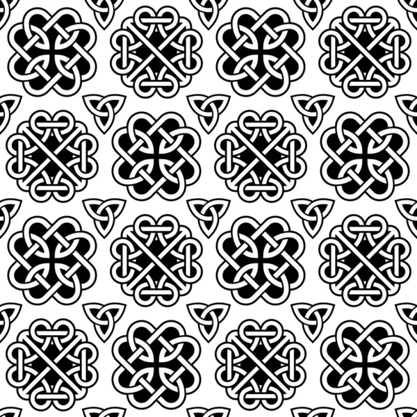 Irish Celtic Knots Braids Vector Seamless Pattern Set 역방향 디자인성 — 스톡 벡터