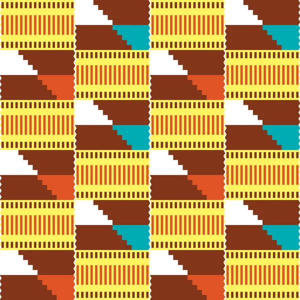 Patrón Vectorial Inconsútil Tribal Kente Africano Diseño Textil Vectorial Tela — Archivo Imágenes Vectoriales