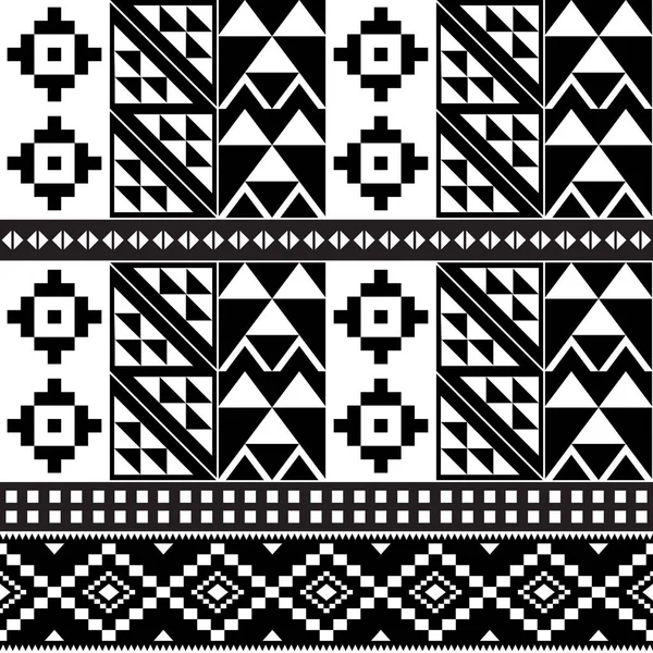 Африканський Племінний Кенте Монохромний Стиль Тканини Вектор Безшовний Дизайн Геометричними — стоковий вектор