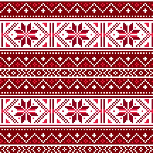 Kerst Fair Isle Stijl Traditionele Breigoed Vector Naadloos Patroon Retro — Stockvector