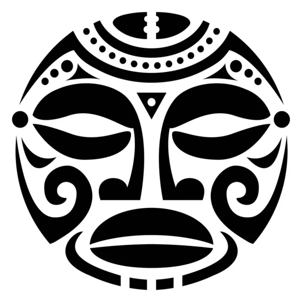 Modèle Vectoriel Tatouage Visage Maori Polynésien Conception Tribale Hawaïenne Homme — Image vectorielle