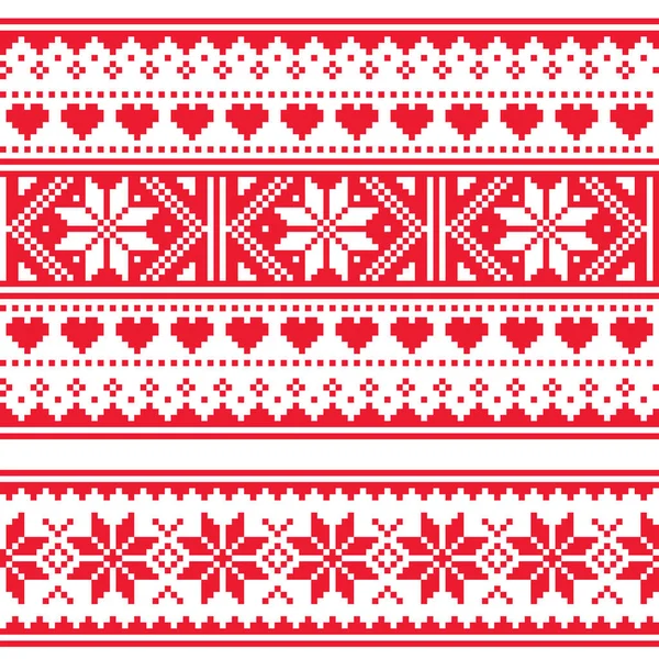 Scottish Fair Isle Style Traditional Knitwear Vector Two Seamless Patterns — Stock Vector