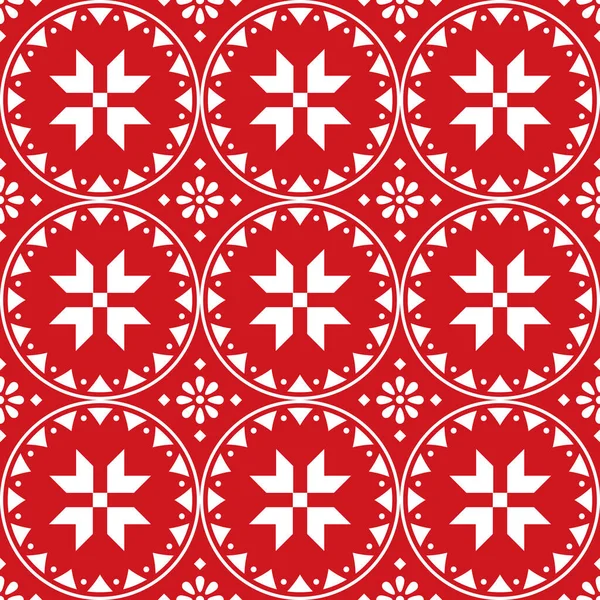 Scandinavische Schattige Kerst Naadloze Vector Patroon Met Sneeuwvlokken Scandinavische Folk — Stockvector