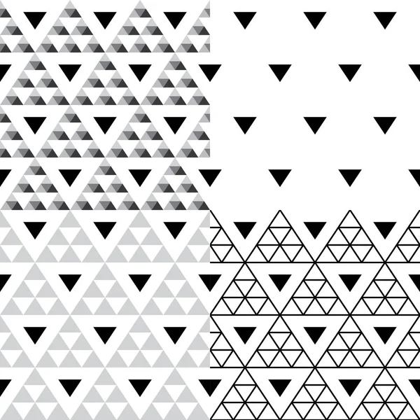 Conjunto Patrones Sin Costura Vector Triangular Colección Cuatro Diseños Textiles — Vector de stock