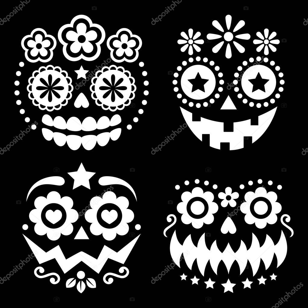 Vettoriale stockTeschi Halloween Dia Los Muertos Facce Zucca Disegno  Vettoriale Teschi di ©RedKoala #388201696, image size:1024x1024