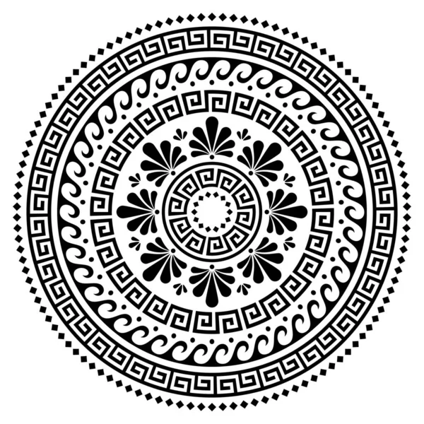 Řecký Vektor Boho Mandala Design Starověké Kulaté Vlny Řecký Vzor — Stockový vektor