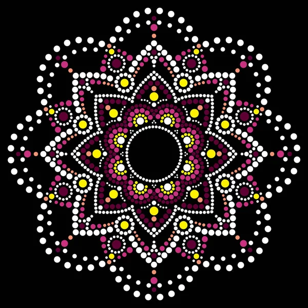 만다라 전통적 원주민 페인팅 디자인 분홍색과 흰색으로 오스트레일리아 원주민 — 스톡 벡터