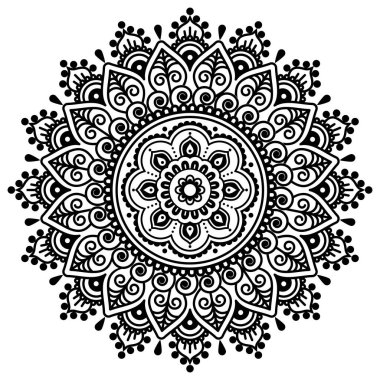 Mehndi Hint vektör mandala tasarımı - Hindistan ve Pakistan 'da popüler geleneksel kınalı dövme deseni