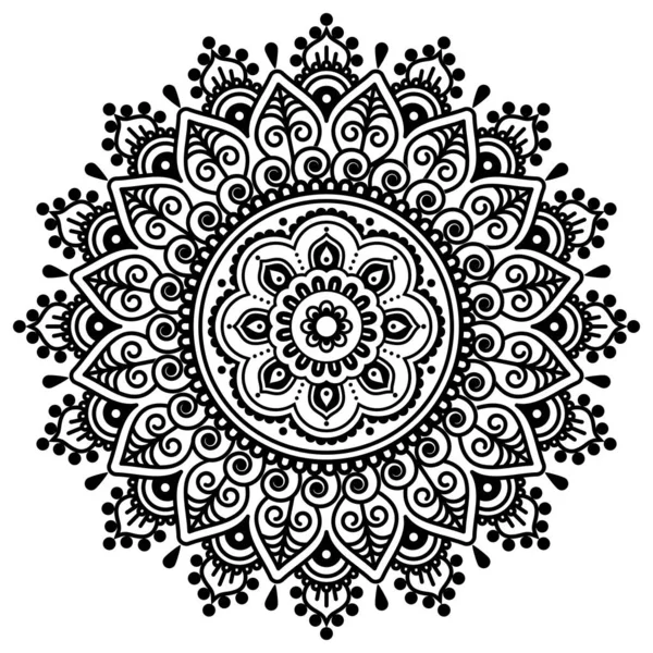 Diseño Mandala Vectorial Indio Mehndi Patrón Tradicional Tatuaje Henna Popular — Vector de stock