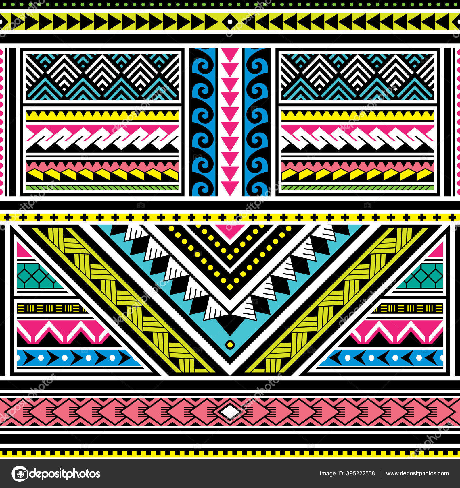 Polynesian Tattoo Seamless Vector Colorful Pattern Hawaiian Tribal Design  Inspired Stock Vector by ©RedKoala 395222538