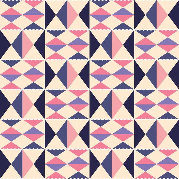 部落病媒无缝纺织品图案 干特泥布样式 传统几何Nwentoma图案来自加纳 非洲粉色和紫色 — 图库矢量图片