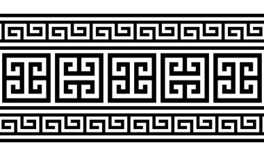 Yunan anahtar desensiz vektör tasarımı - Antik Yunan çömlek sanatından esinlenilmiş. Retro geometrik uzun dikey desen, geleneksel vazo dekorasyonu 