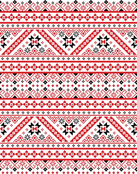 Ukrainische Weißrussische Retro Volkskunst Vektor Nahtlose Muster Kreuzstich Ornament Inspiriert — Stockvektor